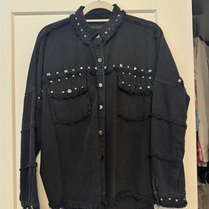 Frayed and studded denim shirt/jacket